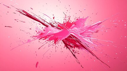 Poster - Vibrant Pink Paint Splash with Dynamic Drips on Soft Pink Background for Art Projects