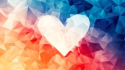 Poster - Abstract Heart Shape Design with Colorful Polygon Background in Gradient Style