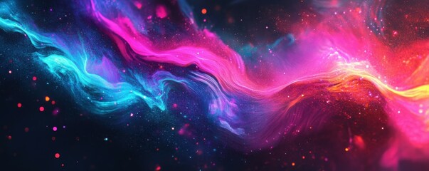 Leinwandbilder - abstract digital background, vibrant neon lights, glowing particles, technology concept, colorful pattern, futuristic design, data visualization, D rendering, science and tech themes