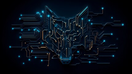 Poster - Digital Fox Circuitry A Technological Animal Portrait