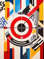 Aufkleber - Abstract target design featuring vivid colors and geometric patterns in a modern artistic composition. Generative AI
