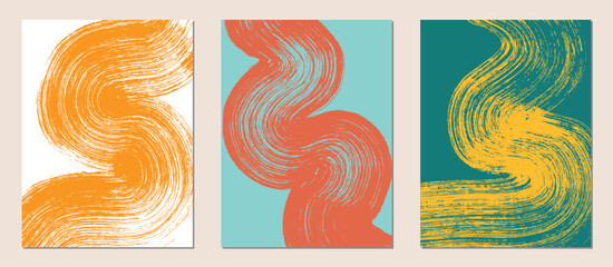 Wall Mural - set of abstract backgrounds. color ink brush strokes, patterns, posters, cover.