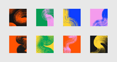 Wall Mural - set of abstract backgrounds. color ink brush strokes, patterns, posters, cover.