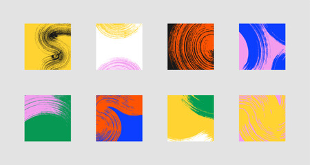 Wall Mural - set of abstract backgrounds. color ink brush strokes, patterns, posters, cover.