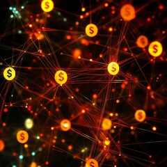 Poster - a close up of a bunch of dollar signs. the dollar signs are connected to each other in a web like fa
