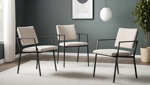 Modern Dining Chairs in a Stylish Interior Setting, Generative AI