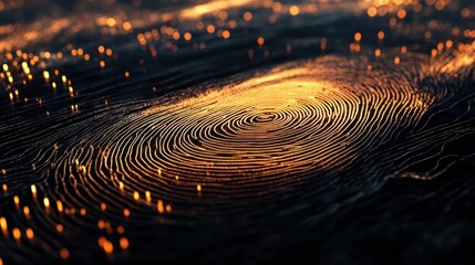 Fototapete - Unique digital fingerprint graphic showcasing intricate design and vibrant colors with ample copy space for text. Generative AI