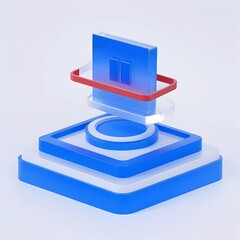 Wall Mural - Abstract 3D isometric design of pause button on layered platform.