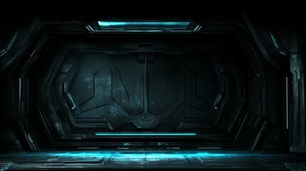 Poster - Futuristic Sci-Fi Spaceship Corridor Doorway