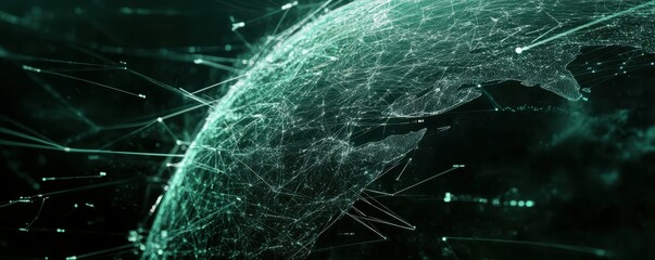 Leinwandbilder - Abstract representation of global network connection, depicting digital earth with interconnected lines and nodes, symbolizing worldwide communication and modern technological connectivity.