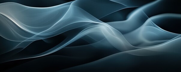 Wall Mural - abstract smoky gradient, navy blue blending into black, grain overlay