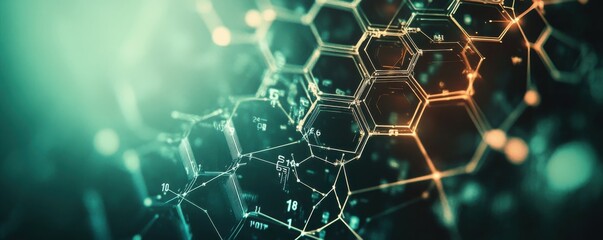 Leinwandbilder - Abstract technology background with a hexagonal pattern and connection lines for digital data, innovation, science, or medical research