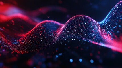 Poster - digital heart rhythm wave with medical data visualization and computer technology background