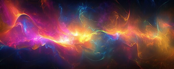 Leinwandbilder - abstract waves, colorful patterns, digital art, vibrant background, flowing shapes, smooth textures, illuminated surfaces, futuristic design, flowing lines, glowing colors