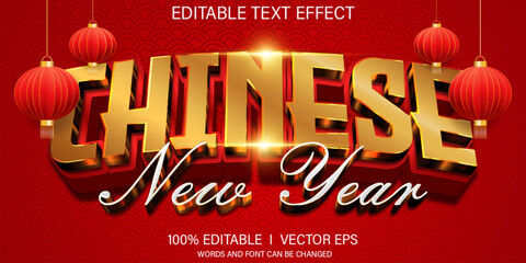 Poster - chinese new year vector text effect with modern style design