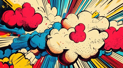 Poster - Vibrant comic style explosion bursting with color and energy in retro artistic design. Generative AI