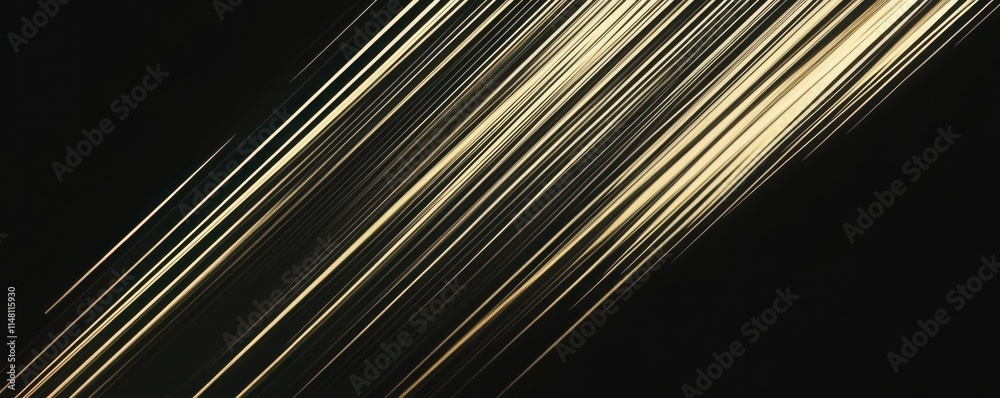 Light golden speed lines on a black background, in a minimalist style ...