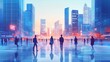 © Johannes - Smart city concept. Downtown internet communication, urban office buildings. People walking, new digital infrastructure utter vector concept