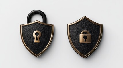 Poster - shield and lock icon. element of cybersecurity icon for mobile concept and web apps. glyph style shi
