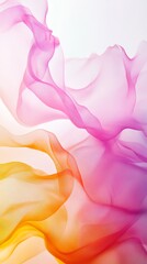 Poster - Vibrant abstract image of flowing fabric in pink and orange, creating a dynamic and artistic visual on a white backdrop.