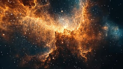 Wall Mural - Nebula glowing with bright orange and blue colors in deep space captured during a clear observation of the universe