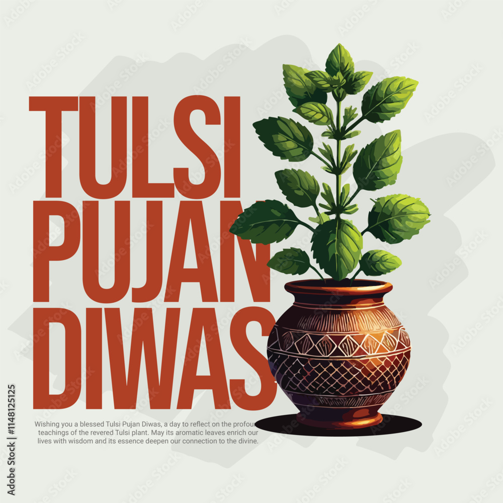 Tulsi Pujan Diwas Social Media Post Banner Template Tulsi Plant tulsi-pujan-diwas-social-media-post-banner-template-tulsi-plant