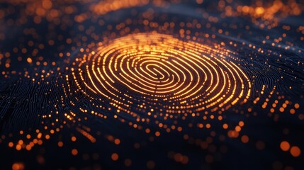 Leinwandbilder - Digital fingerprint graphic showcasing intricate patterns with vibrant glow and ample copy space. Generative AI