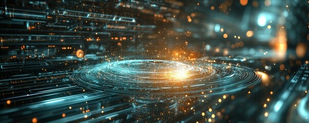 Leinwandbilder - An intelligent quantum computer concept based on the CPU processor and the quantum qubits