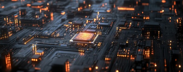 Leinwandbilder - An intelligent quantum computer concept based on the CPU processor and the quantum qubits