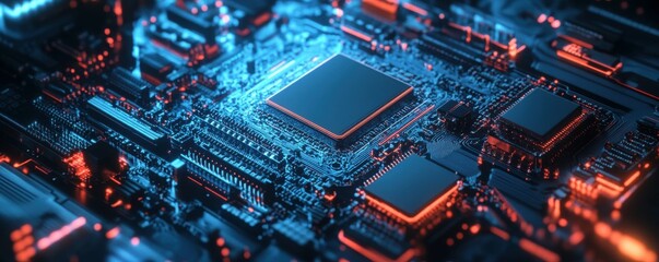 Aufkleber - An intricately wired and metallic-surfaced quantum computer processor is spotlighted in a high-tech laboratory