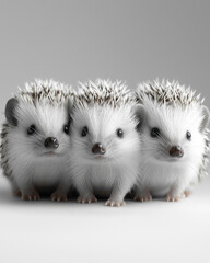 Poster - A group of three or four baby hedgehogs curled together, captured in soft light,