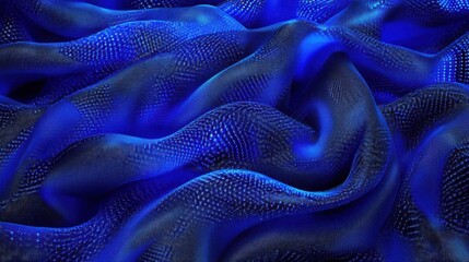 Aufkleber - Blue digital particles wave flow, Digital cyberspace abstract background