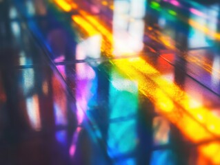 Wall Mural - Abstract Rainbow Light Reflections on Glossy Surface