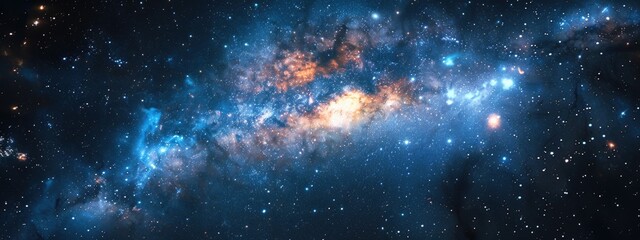 Wall Mural - Colorful cosmic cloud displays vibrant hues in deep space, showcasing stars and galactic formations