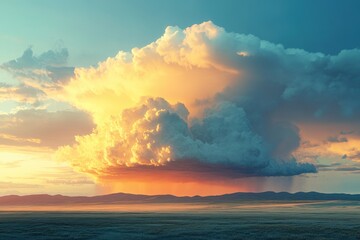 an impressive natural picture of a thundercloud with thunderbolts over a wide field