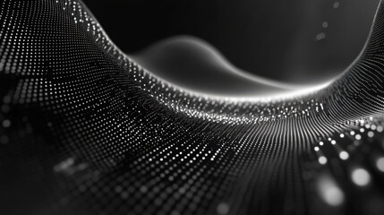 Poster - Abstract background Dot and connect line for cyber technology futuristic and network connection concept with dark and grain processed wide screen ratio.