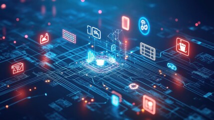 Poster - Abstract technology background with global network connection and internet of things concept