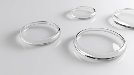 Poster - Glass Rings Reflecting Light On White Surface
