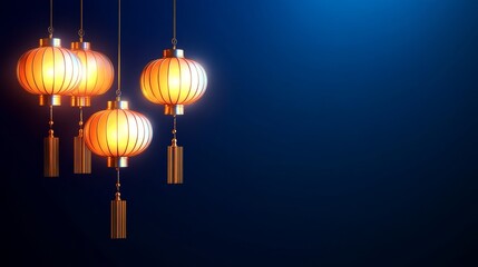 Poster - Charming Hanging Lanterns Illuminating Festive Atmosphere with Warm Glow and Elegant Design for Celebrations