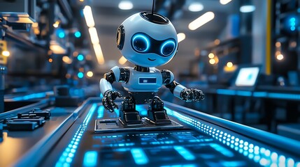 Poster - Small Robot Working on Futuristic Assembly Line