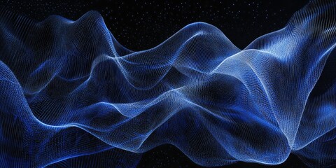 Wall Mural - Dynamic blue light rays streak across a dark backdrop in an abstract pattern, symbolizing motion and energy