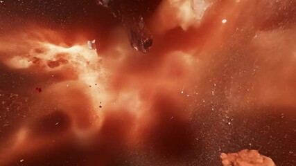 Wall Mural - cosmic explosion in a vibrant red nebula revealing mysteries of the universe