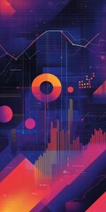 Poster - a colorful abstract painting with a purple background and a red circle in the middle. the circle is 