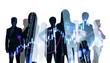 © Who is Danny - Silhouettes of businesspeople with financial charts and skyscrapers in the background.