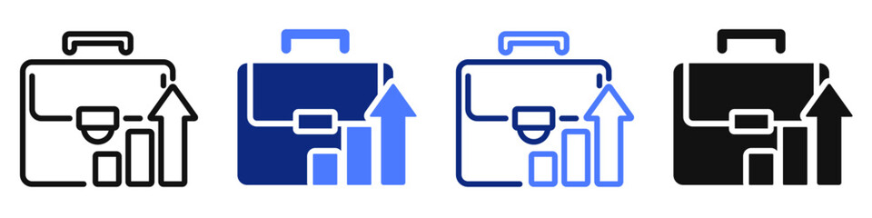 Vector icon or logo related to portfolio bag or briefcase, business success, finance growth. Symbol for website or app ui, logo design, illustration