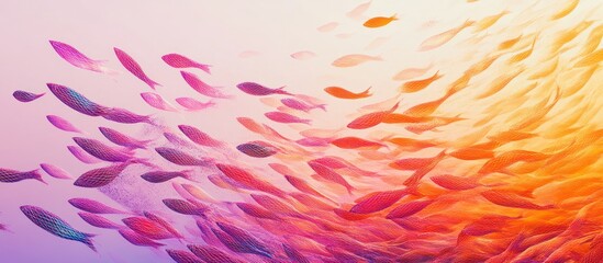 Canvas Print - vibrant school of fish swimming in colorful ocean water.