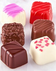 Wall Mural - An assortment of colorful chocolates arranged on a surface.