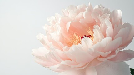 Poster - Beautiful Close-Up of a Soft Pink Flower Blossom with Delicate Petals and Subtle Colors on a Pale Background for a Serene Aesthetic Appeal