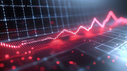 Poster - Red downward trending graph on digital screen showing market decline.