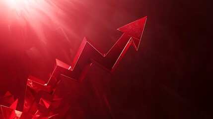 Poster - Red arrow rising sharply, symbolizing growth and success, illuminated by dramatic lighting.